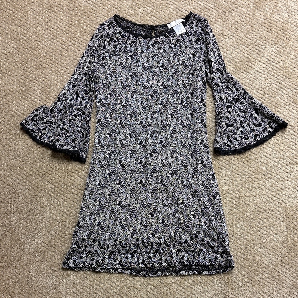 Papillon Blanc Black and White Mini Lace Dress